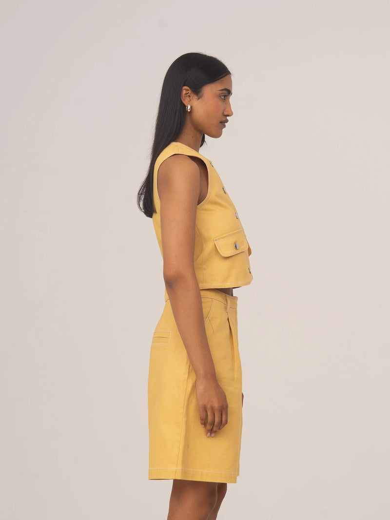 Desk Pale Yellow Denim Vest