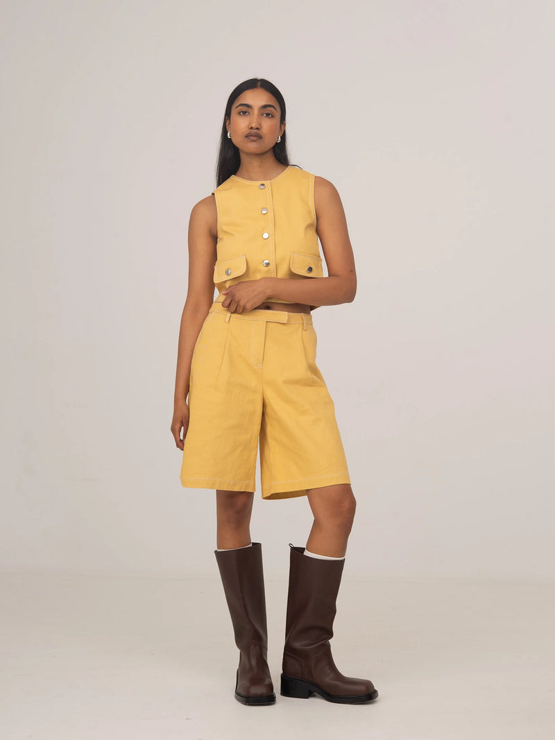 Desk Pale Yellow Denim Vest