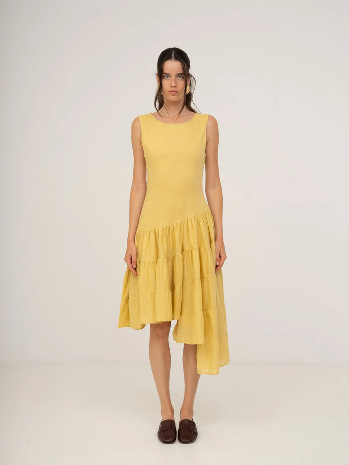 Desk Pale Yellow Flared Dress