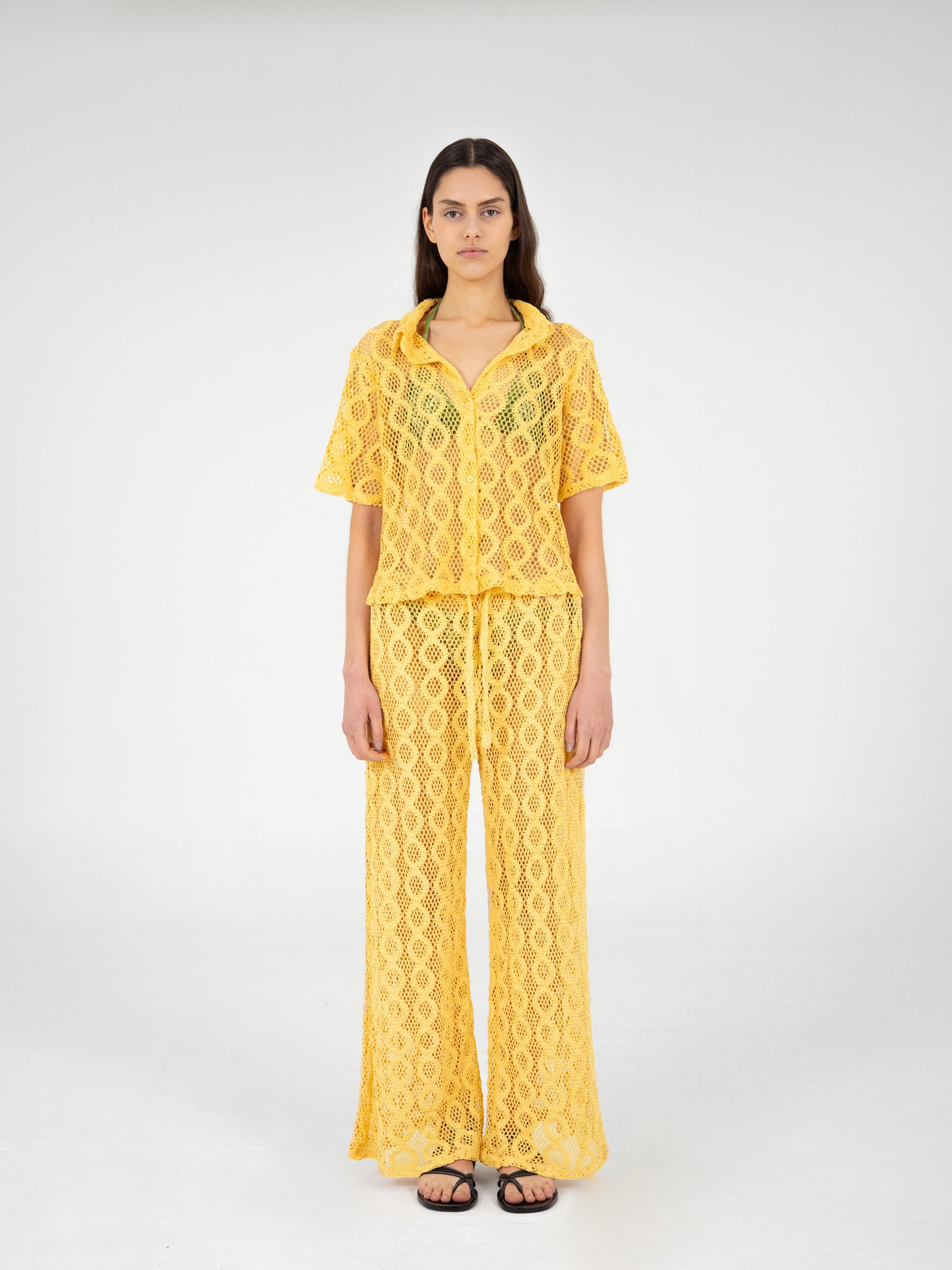 Dexter Yellow Crochet Pants pantalones