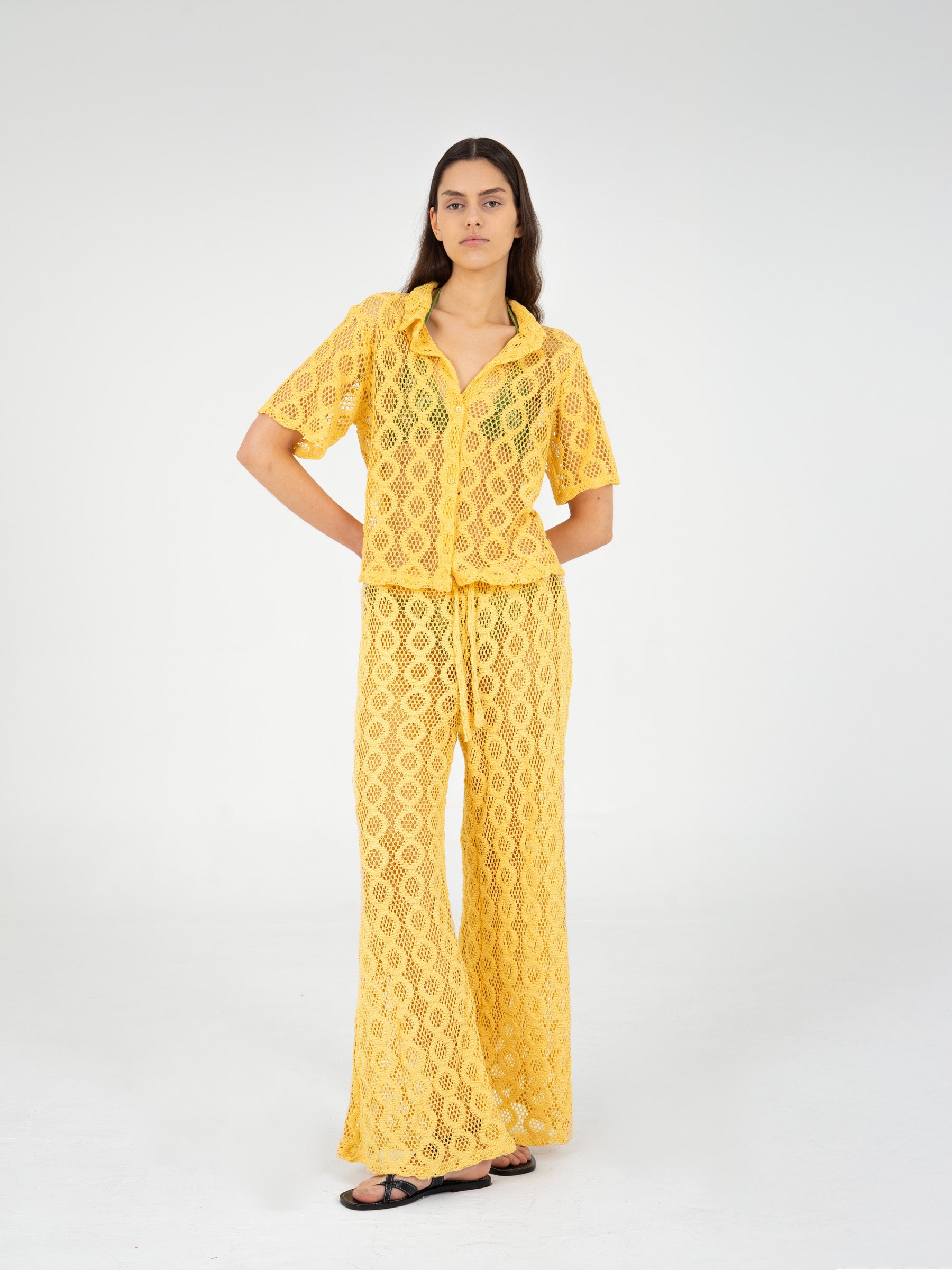 Dexter Yellow Crochet Pants pantalones