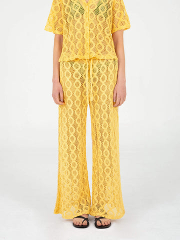 Dexter Yellow Crochet Pants