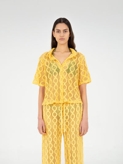 Dexter Yellow Crochet Shirt