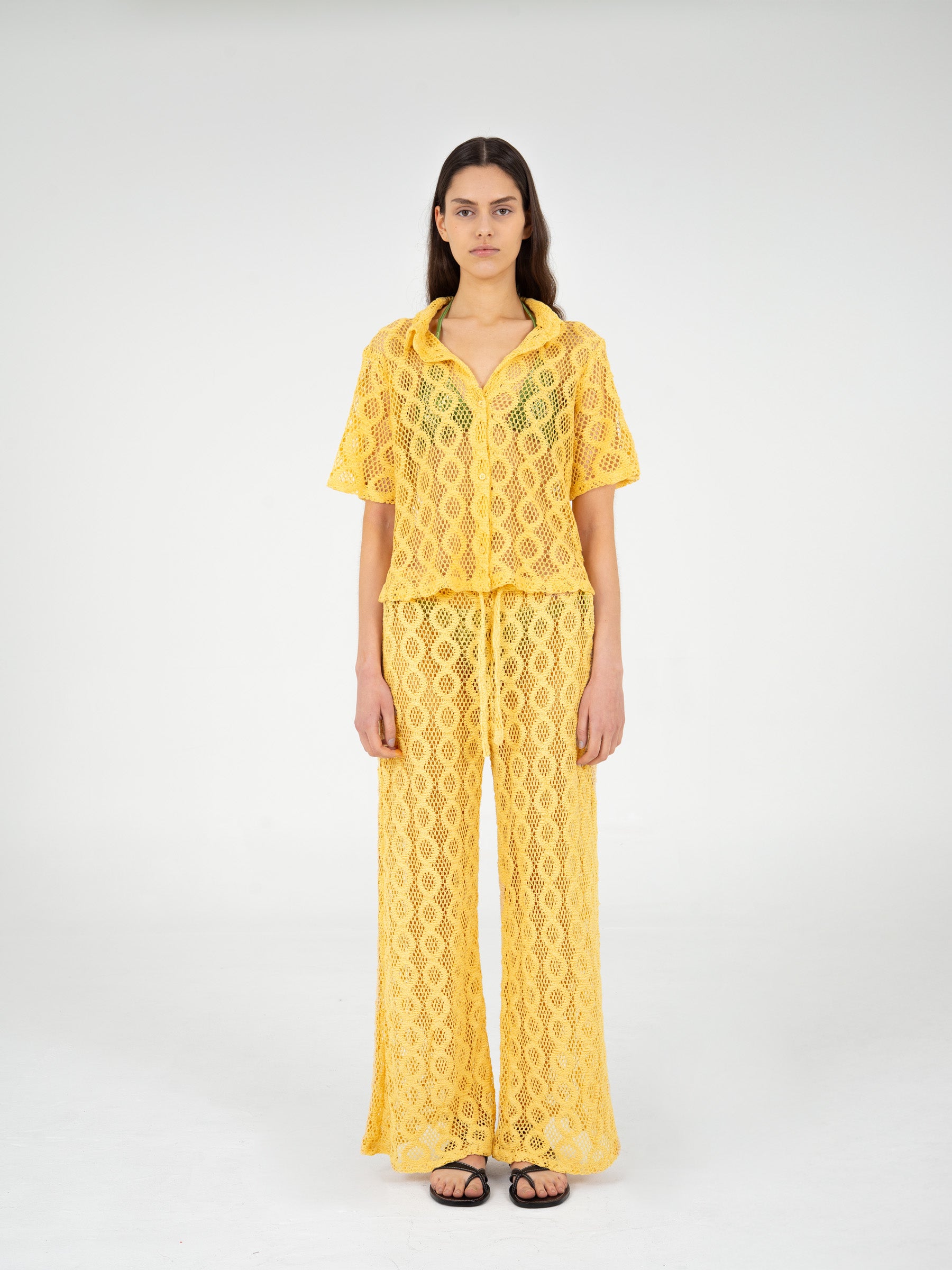 Dexter Yellow Crochet Shirt top
