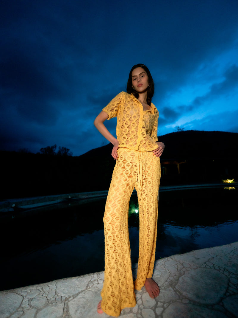 Dexter Yellow Crochet Shirt top