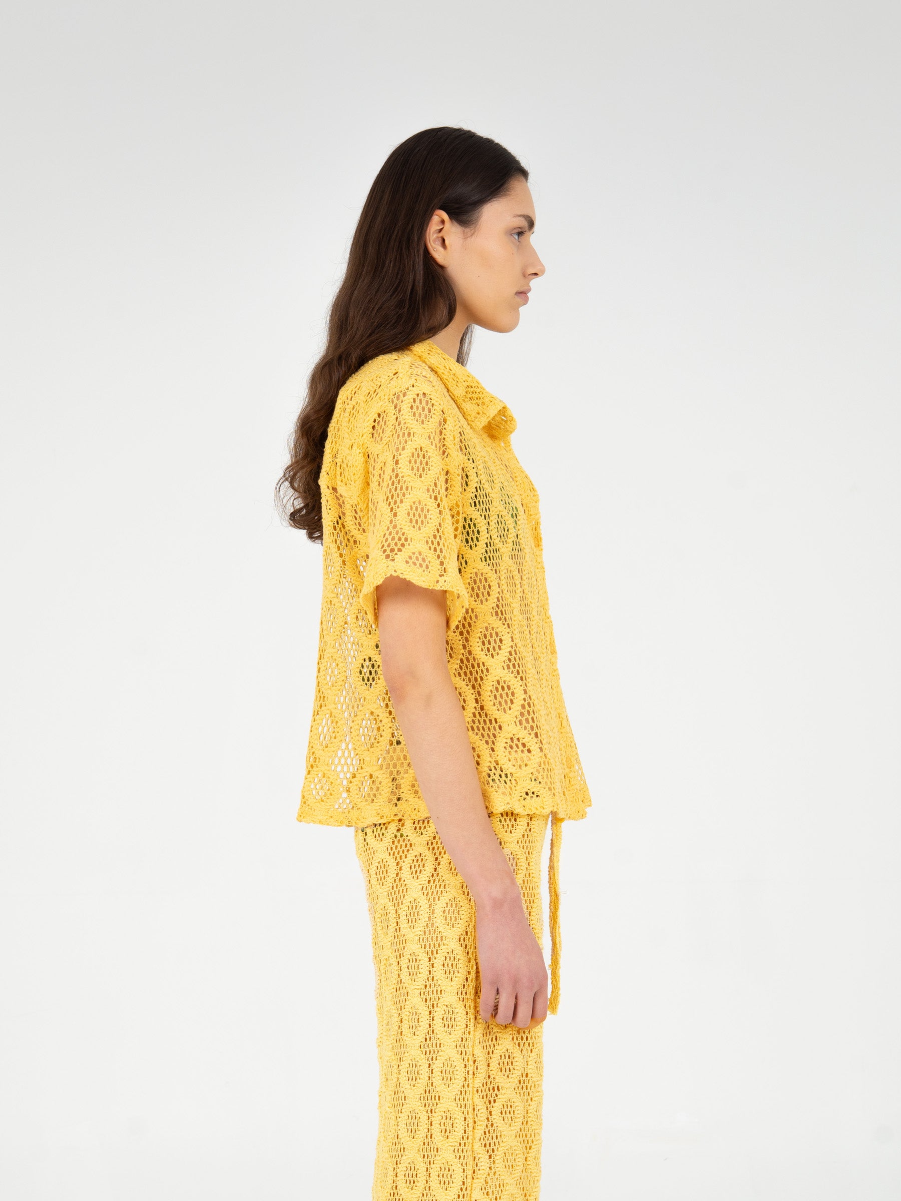 Dexter Yellow Crochet Shirt top