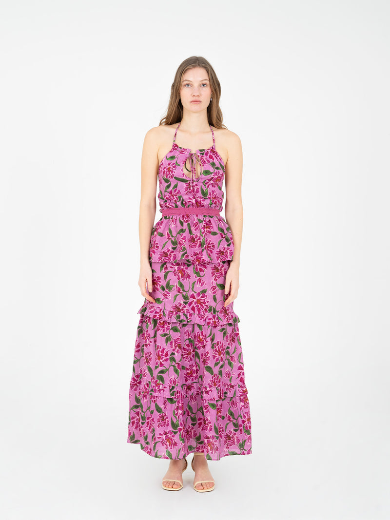 Dualia Lilac Floral Print Skirt falda