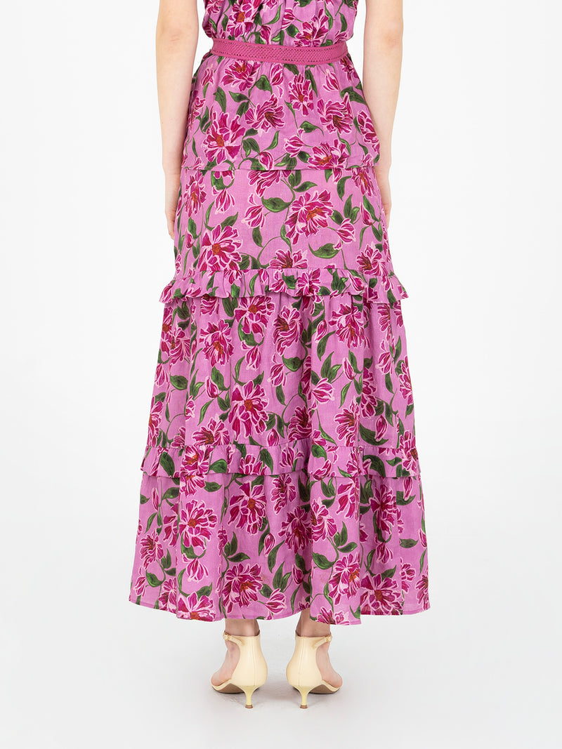 Dualia Lilac Floral Print Skirt falda