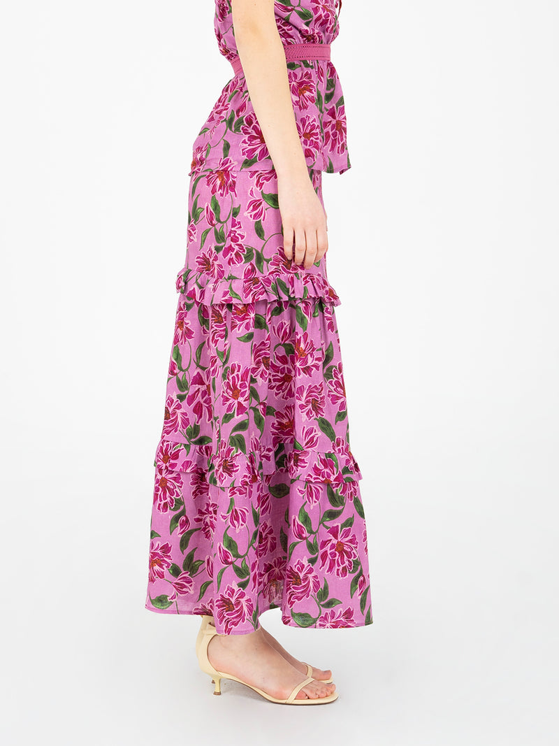 Dualia Lilac Floral Print Skirt falda