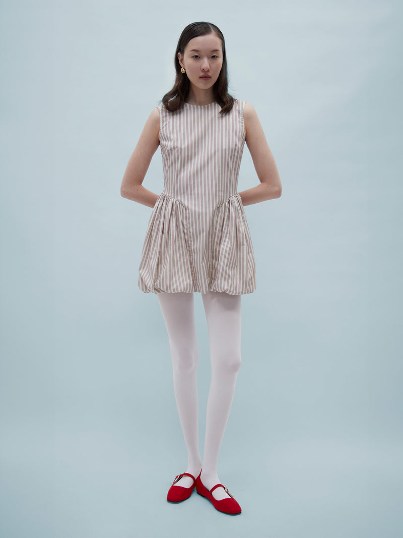 Vestido corto de rayas tipo bastón de caramelo