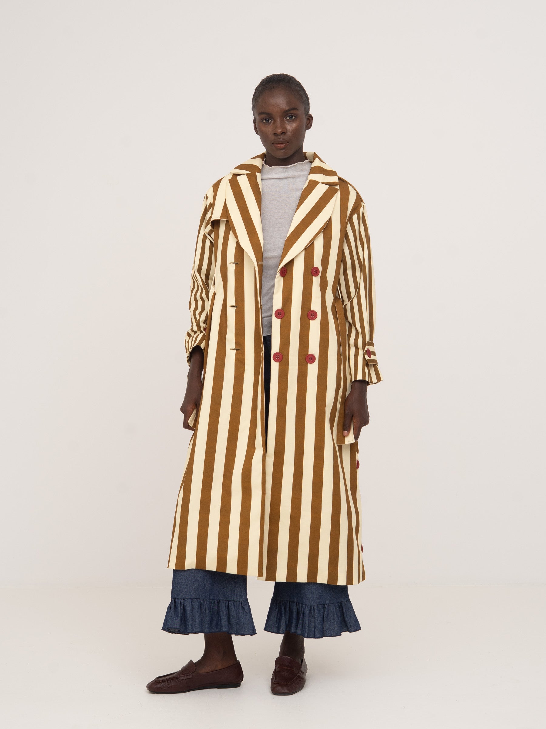 Elevator Striped Oversize Trench Coat chaqueta