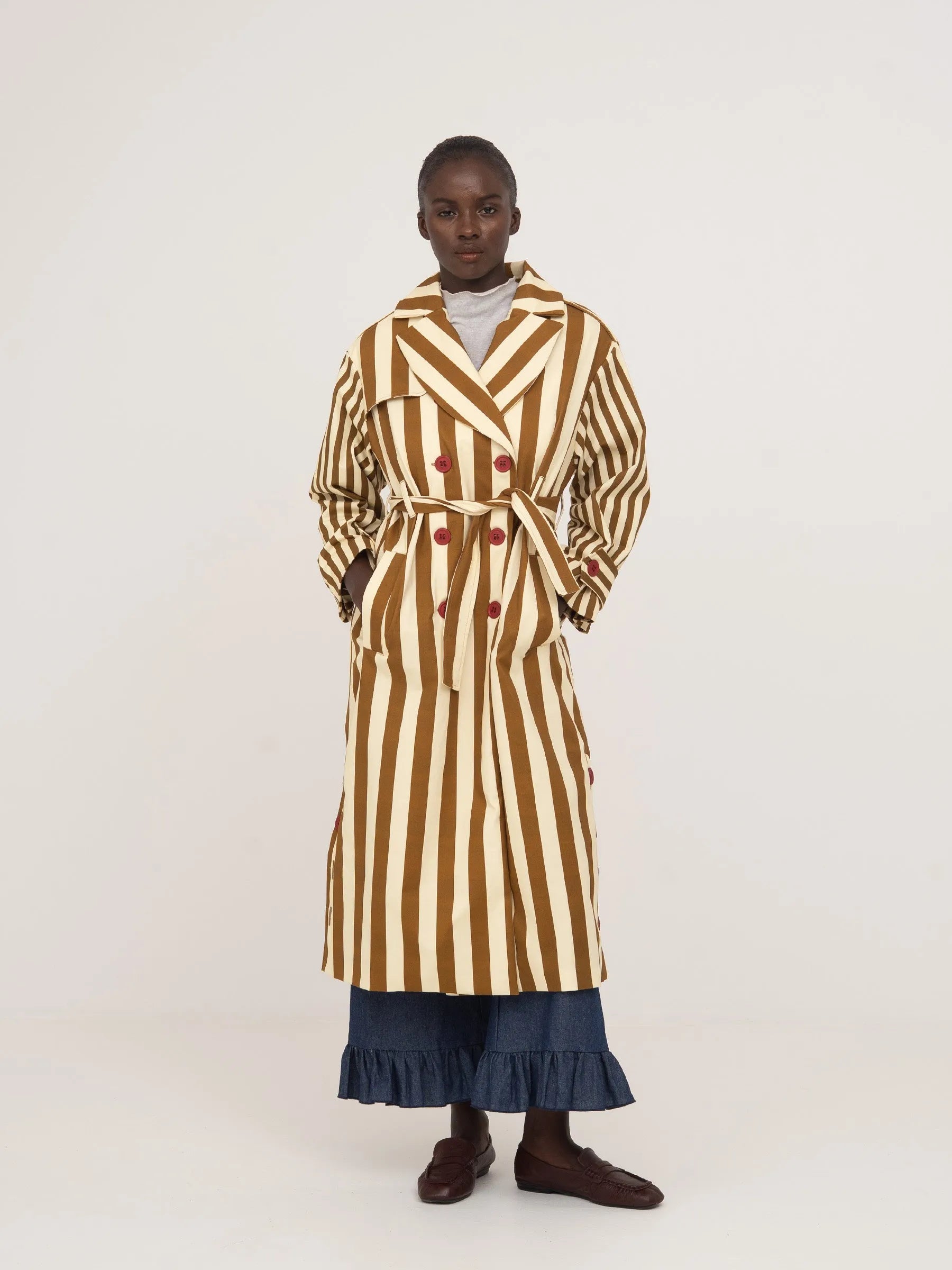Elevator Striped Oversize Trench Coat chaqueta