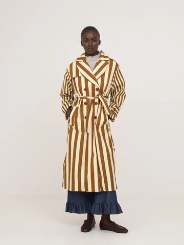 Elevator Striped Oversize Trench Coat 