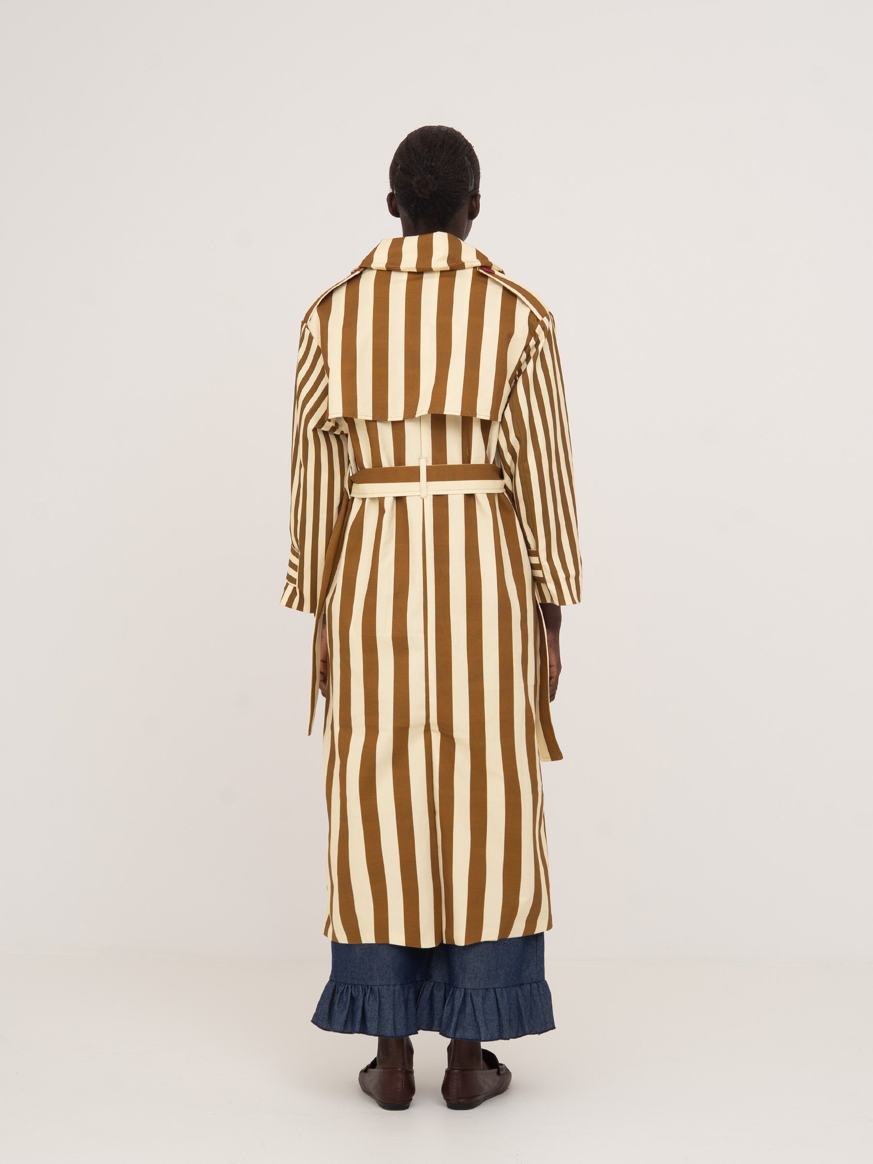 Elevator Striped Oversize Trench Coat chaqueta