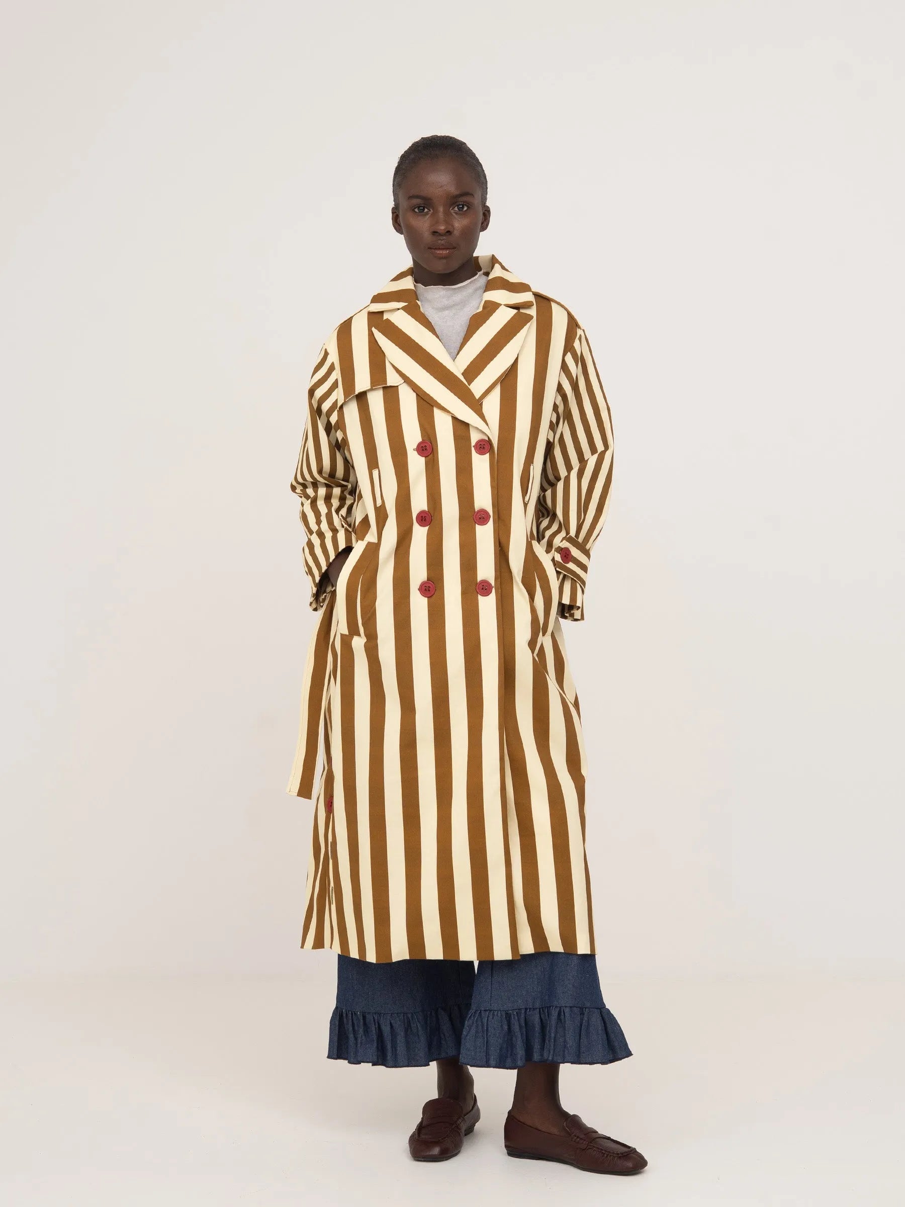 Elevator Striped Oversize Trench Coat chaqueta