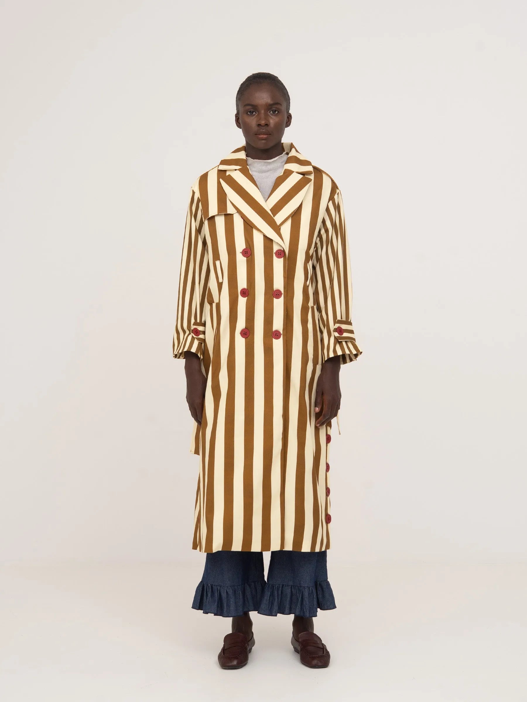 Elevator Striped Oversize Trench Coat chaqueta