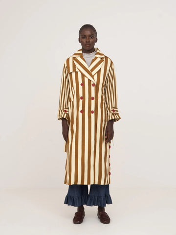 Elevator Striped Oversize Trench Coat 