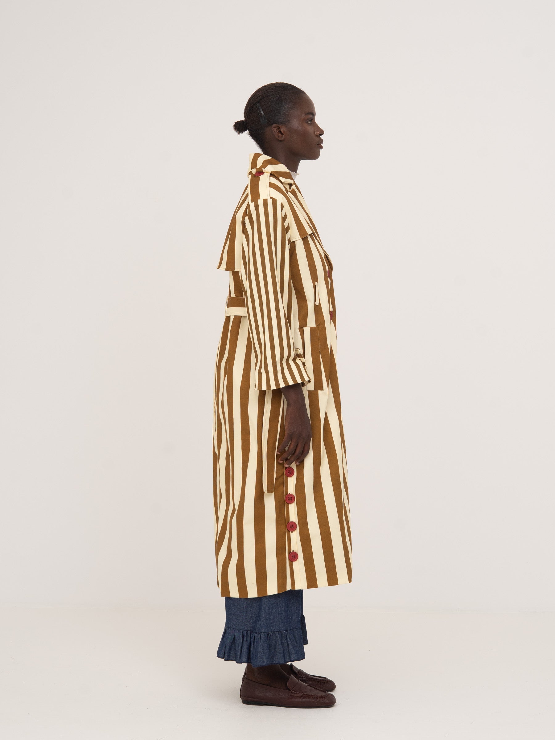 Elevator Striped Oversize Trench Coat chaqueta
