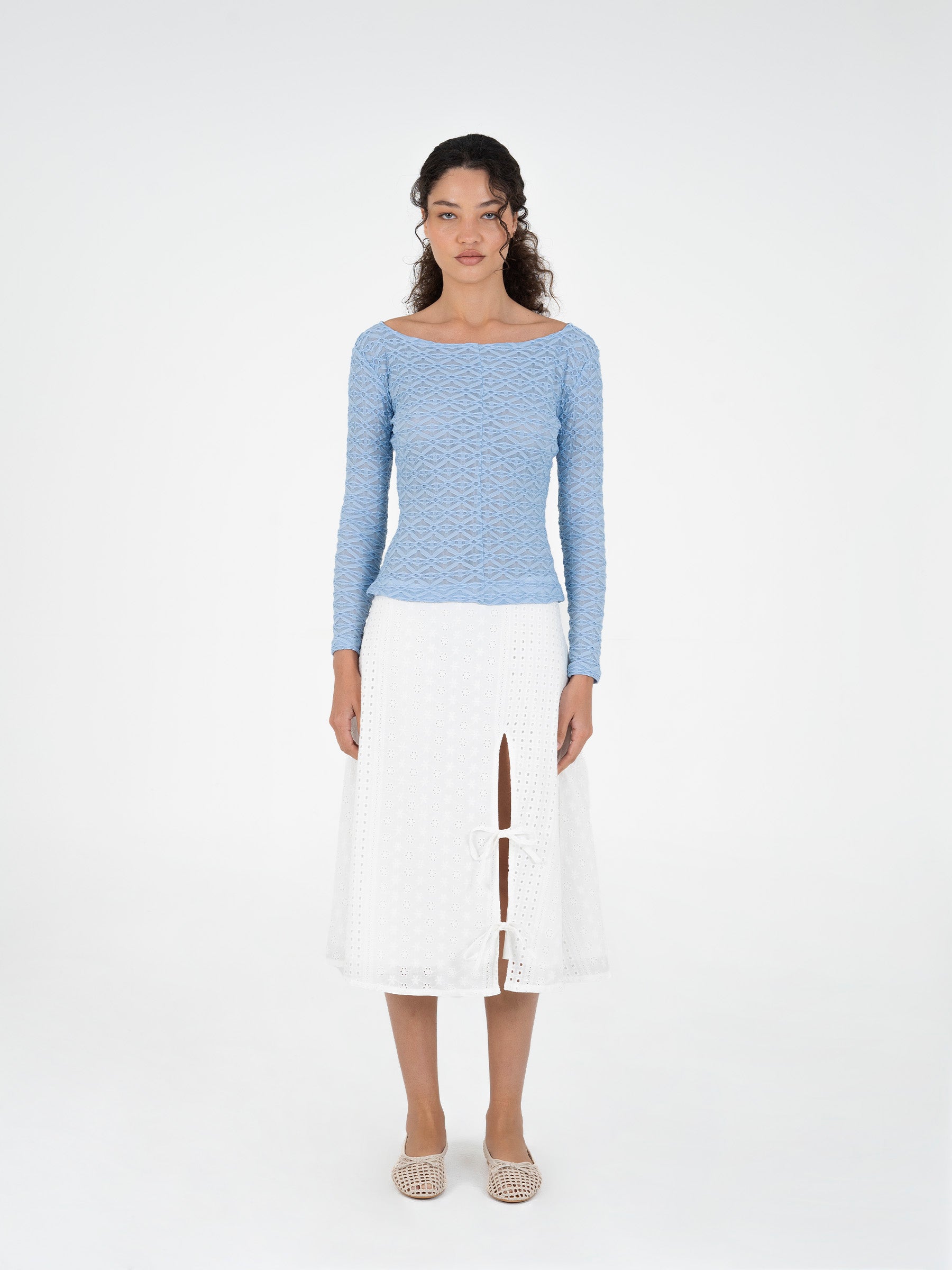 Empressa Textured Blue Top top