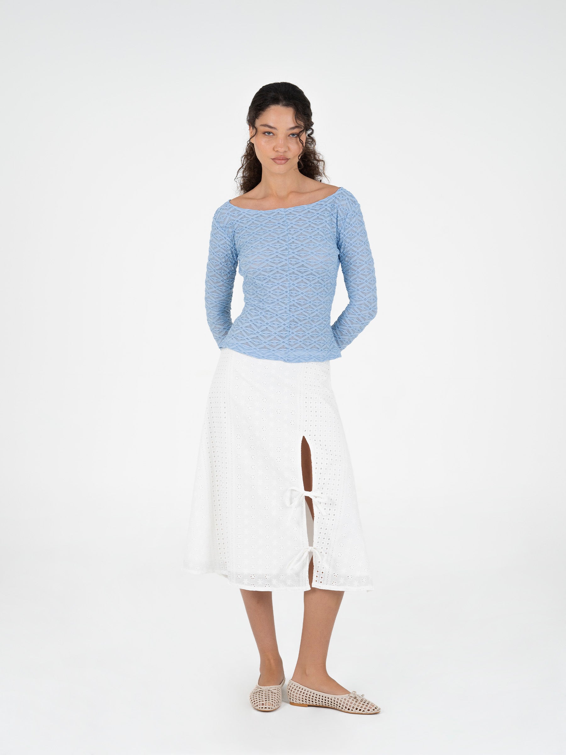 Empressa Textured Blue Top top