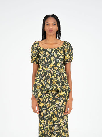 Enigma Green Floral Print Top