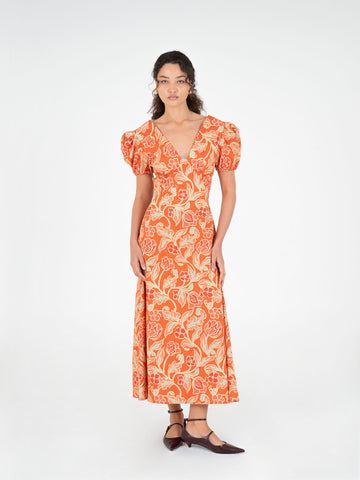 Eros Orange Floral Print Dress