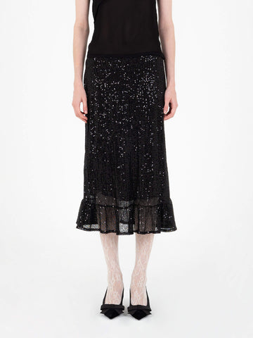 Esteem Black Sequin Midi Skirt