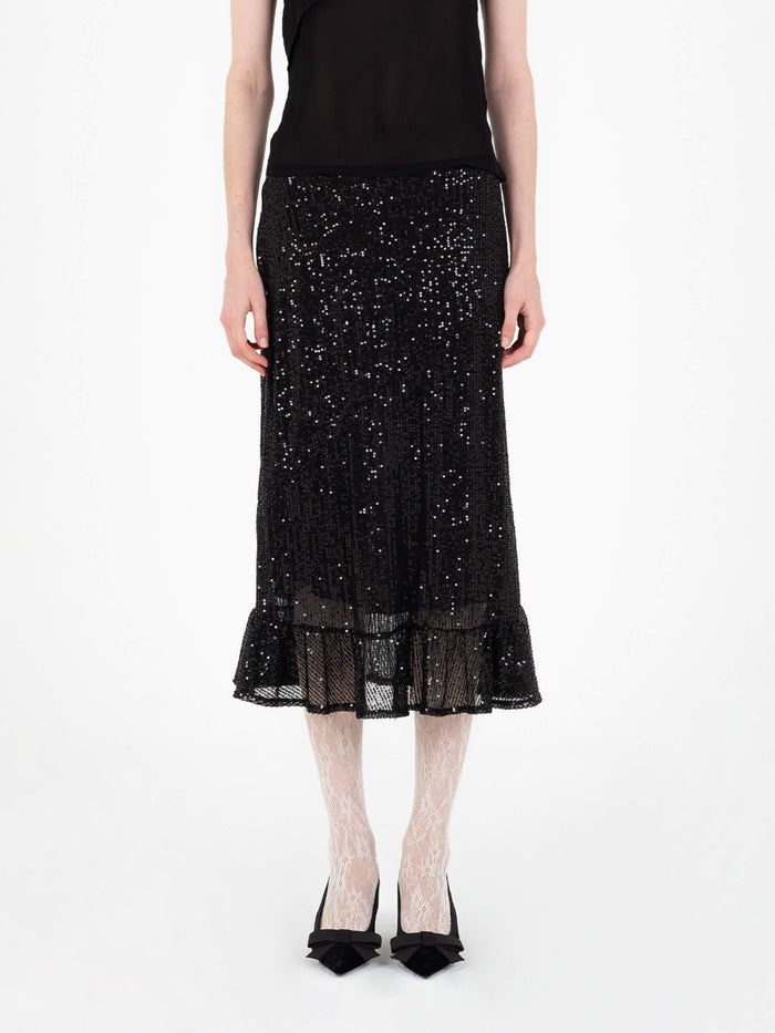 Esteem Black Sequin Midi Skirt