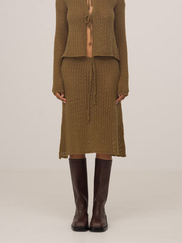 Exile Green Knit Midi Skirt 