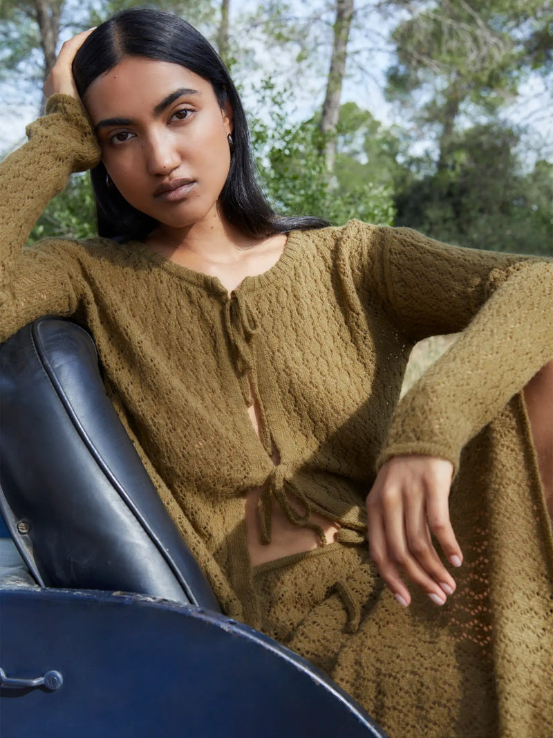 Exile Green Knit Midi Skirt