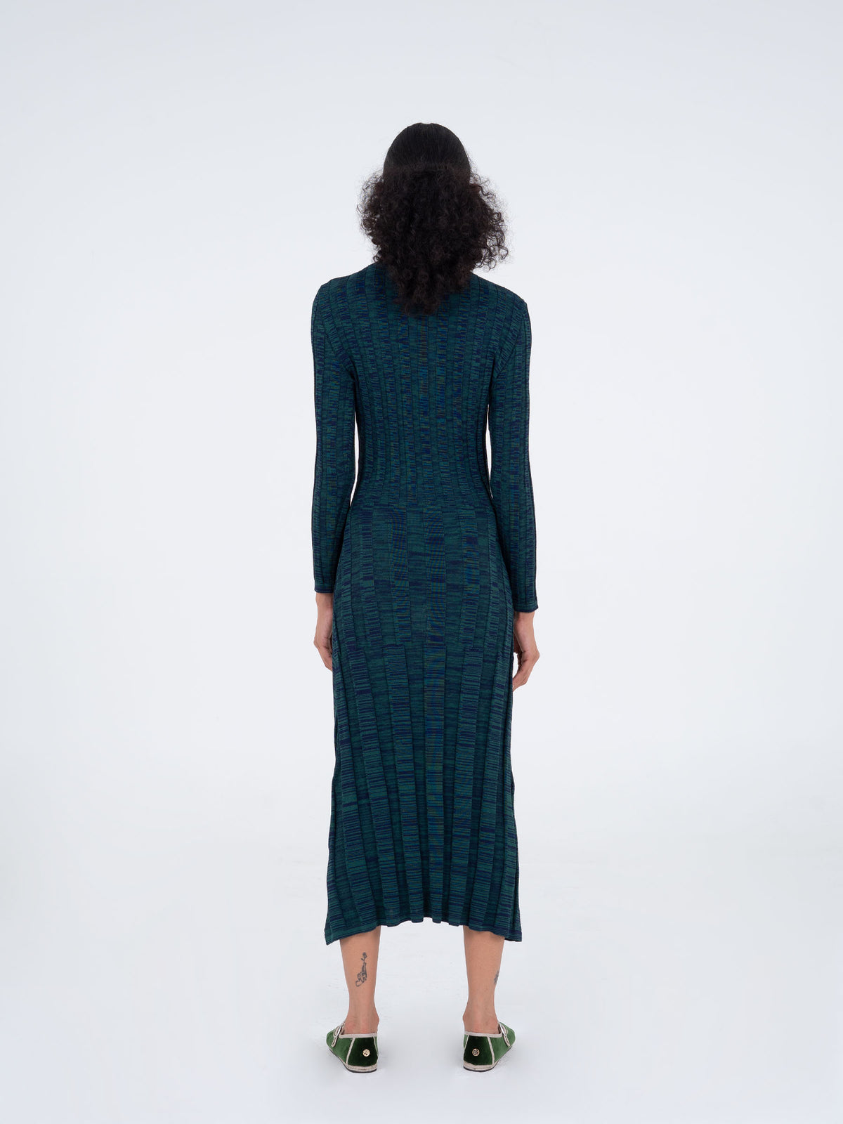 Fairy Blue and Green Ribbed Midi Dress vestidos