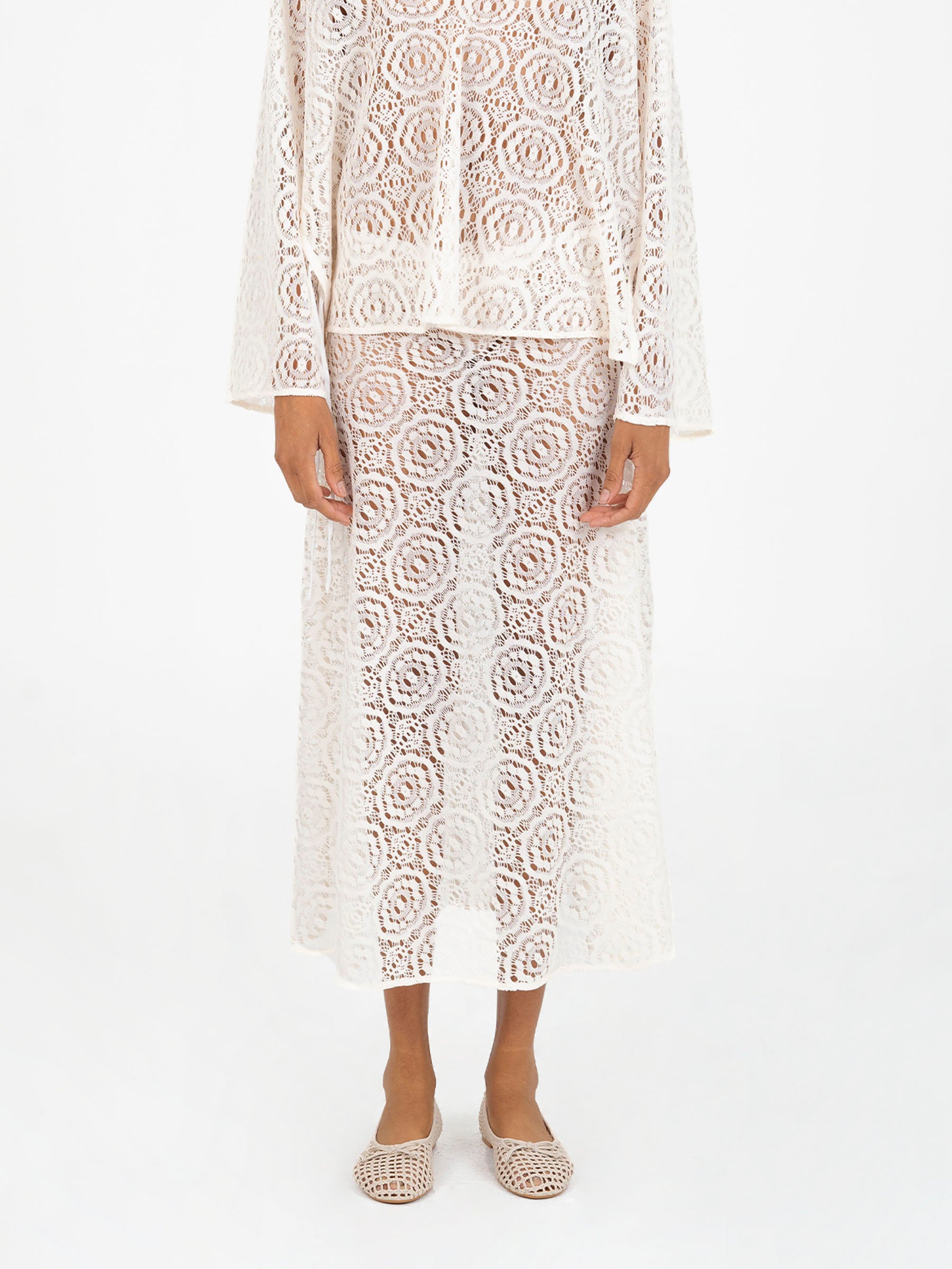Fertessa White Lace Skirt falda