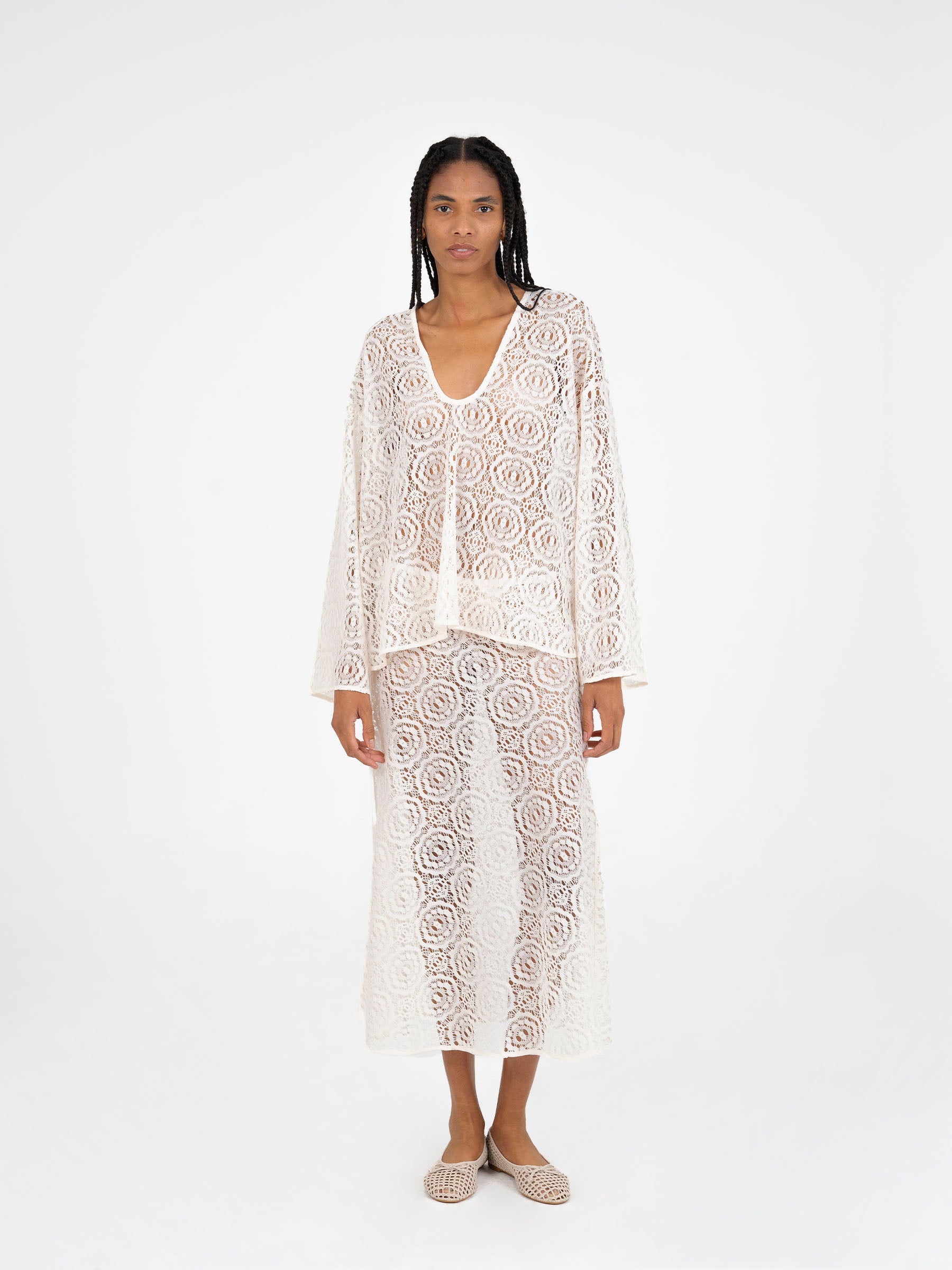 Fertessa White Lace Skirt falda