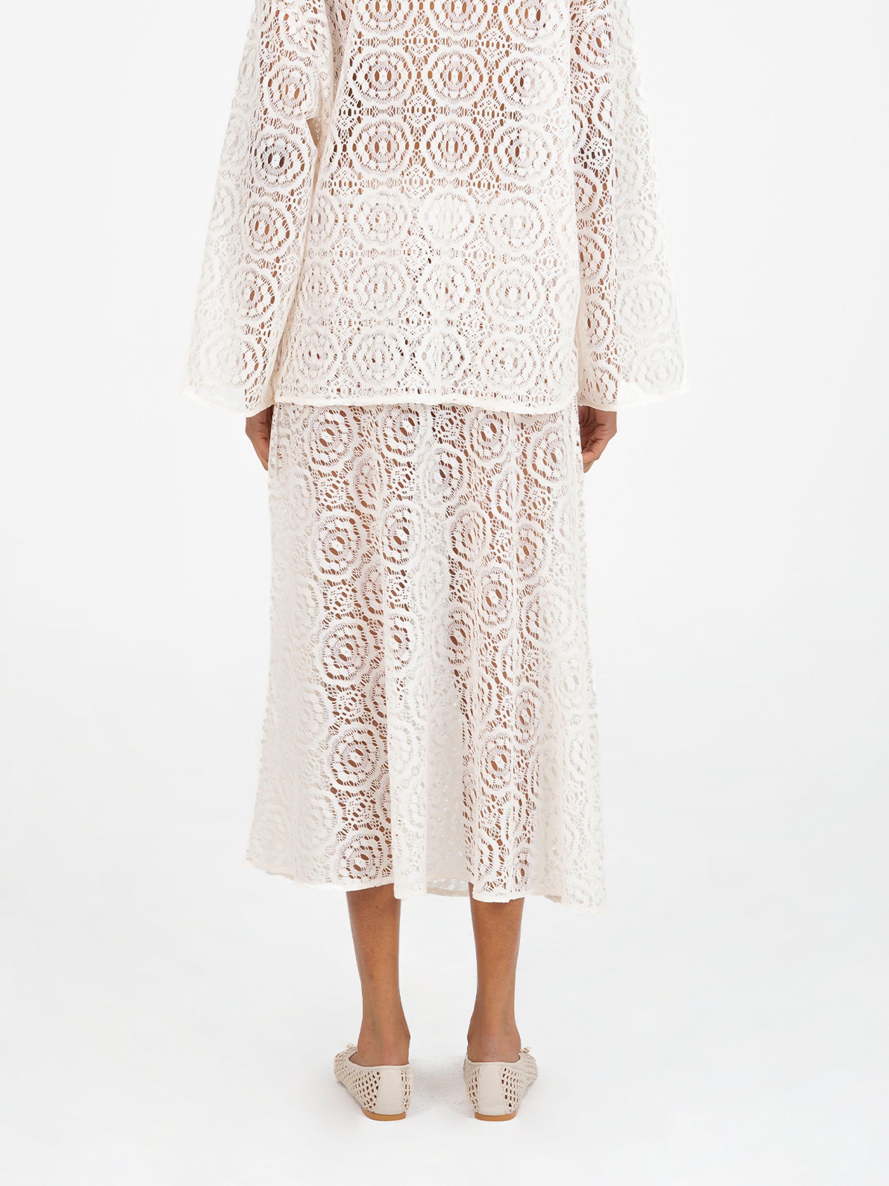 Fertessa White Lace Skirt falda