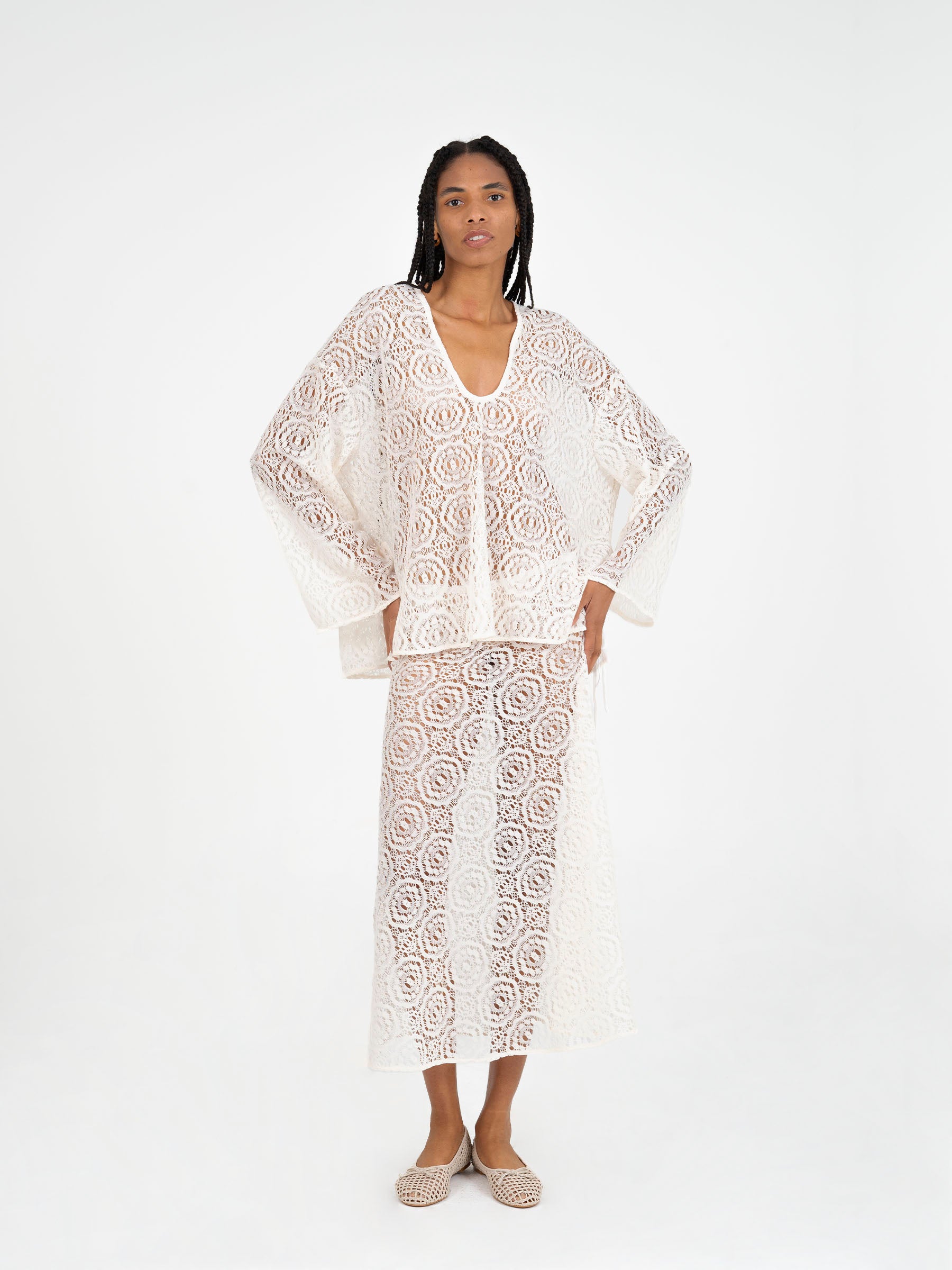 Fertessa White Lace Skirt falda