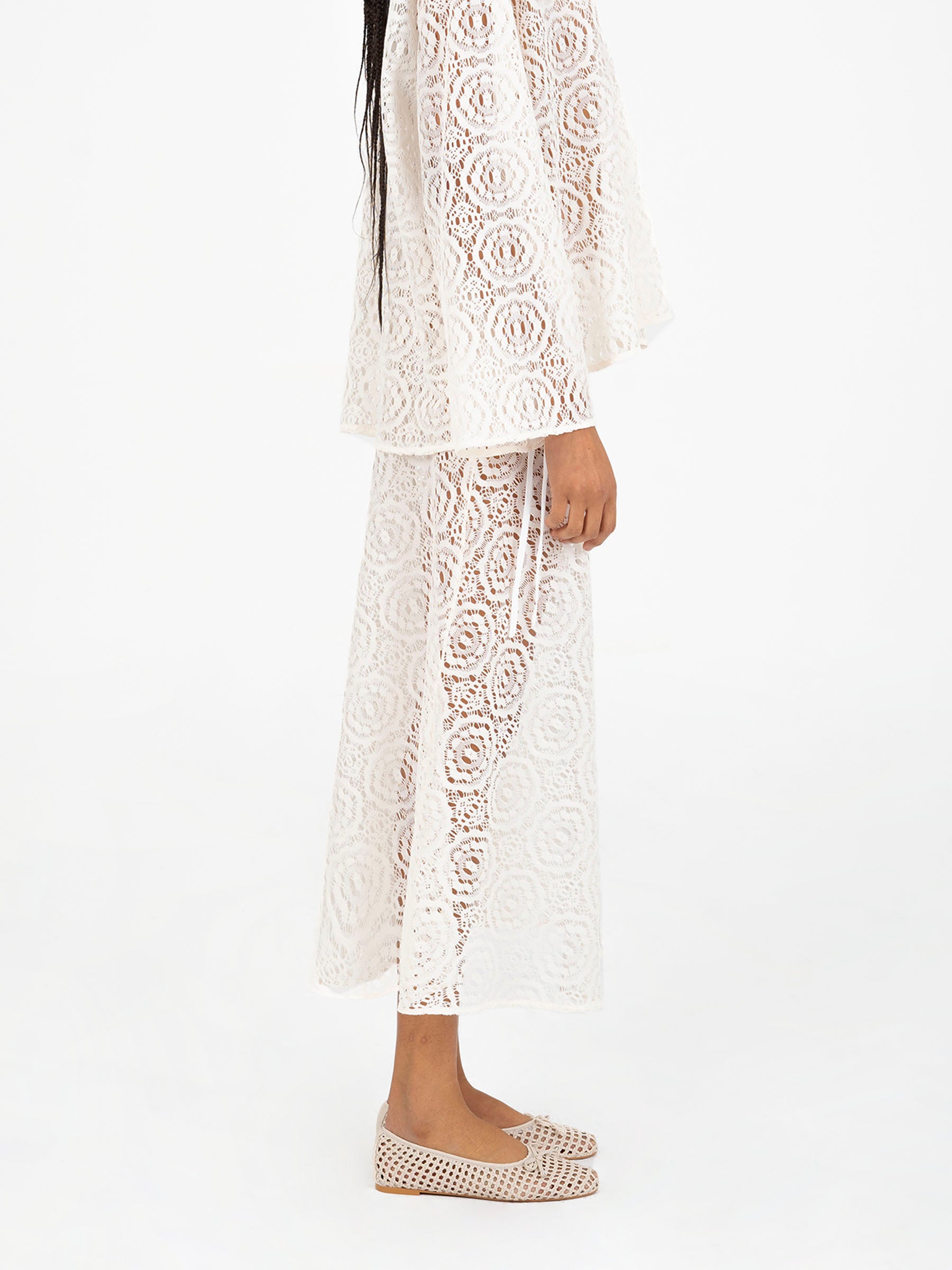 Fertessa White Lace Skirt falda