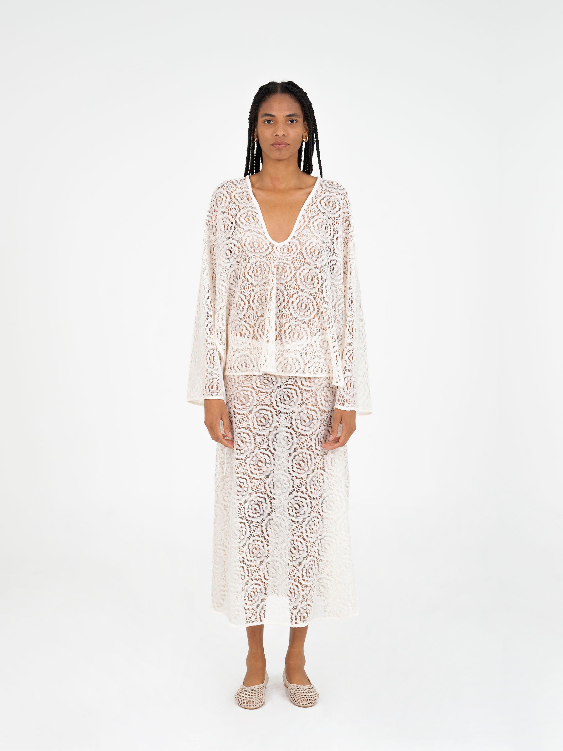 Fertessa White Lace Top top