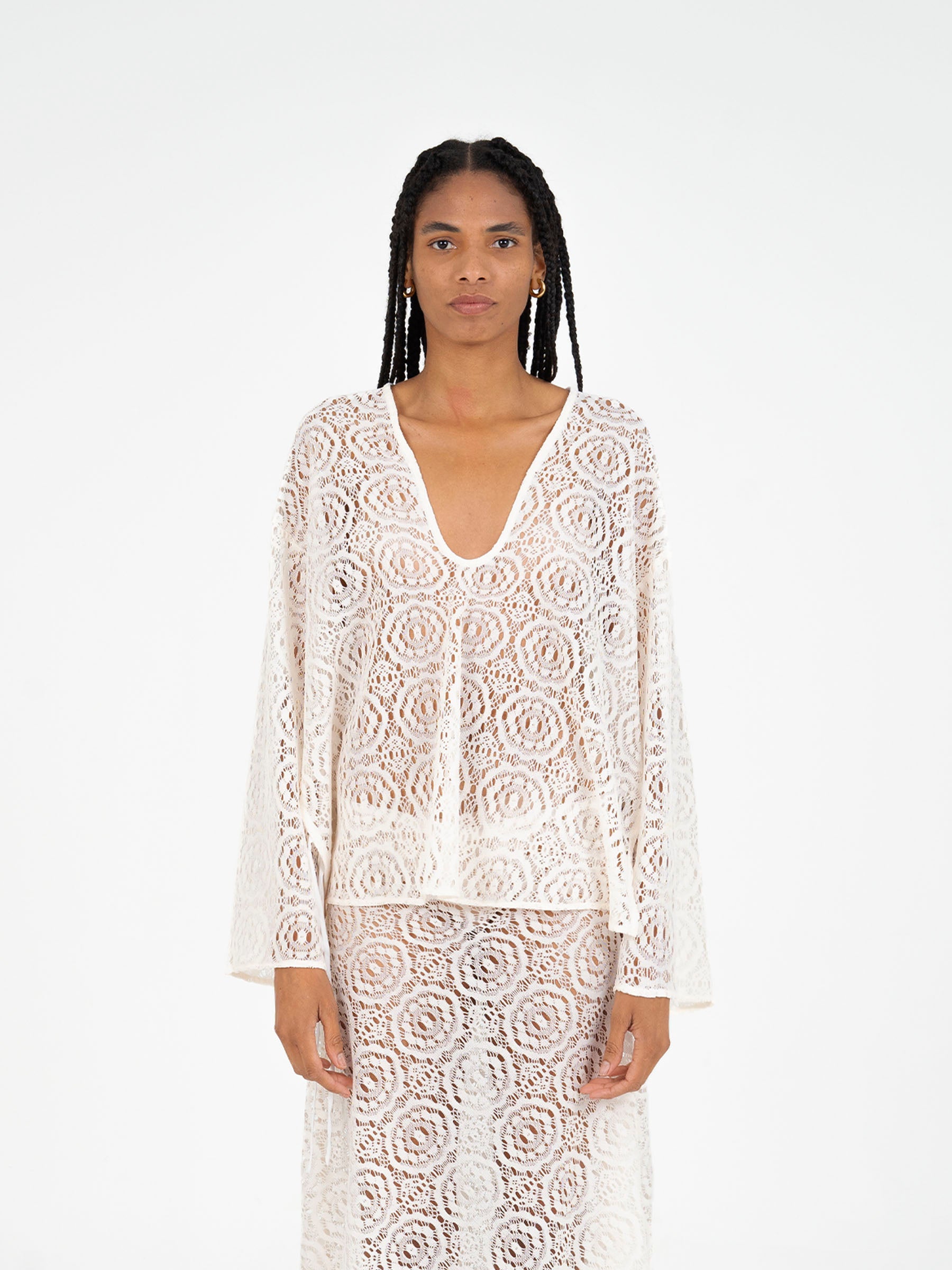 Fertessa White Lace Top top