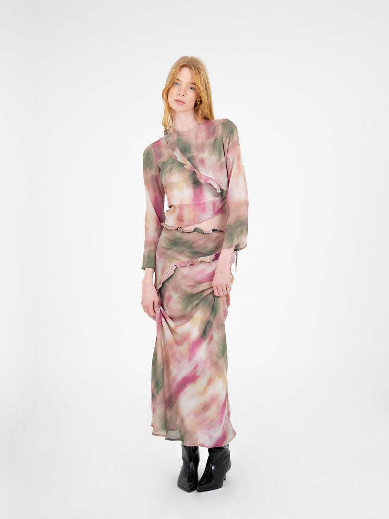 Flame Print Skirt camisas y camisetas