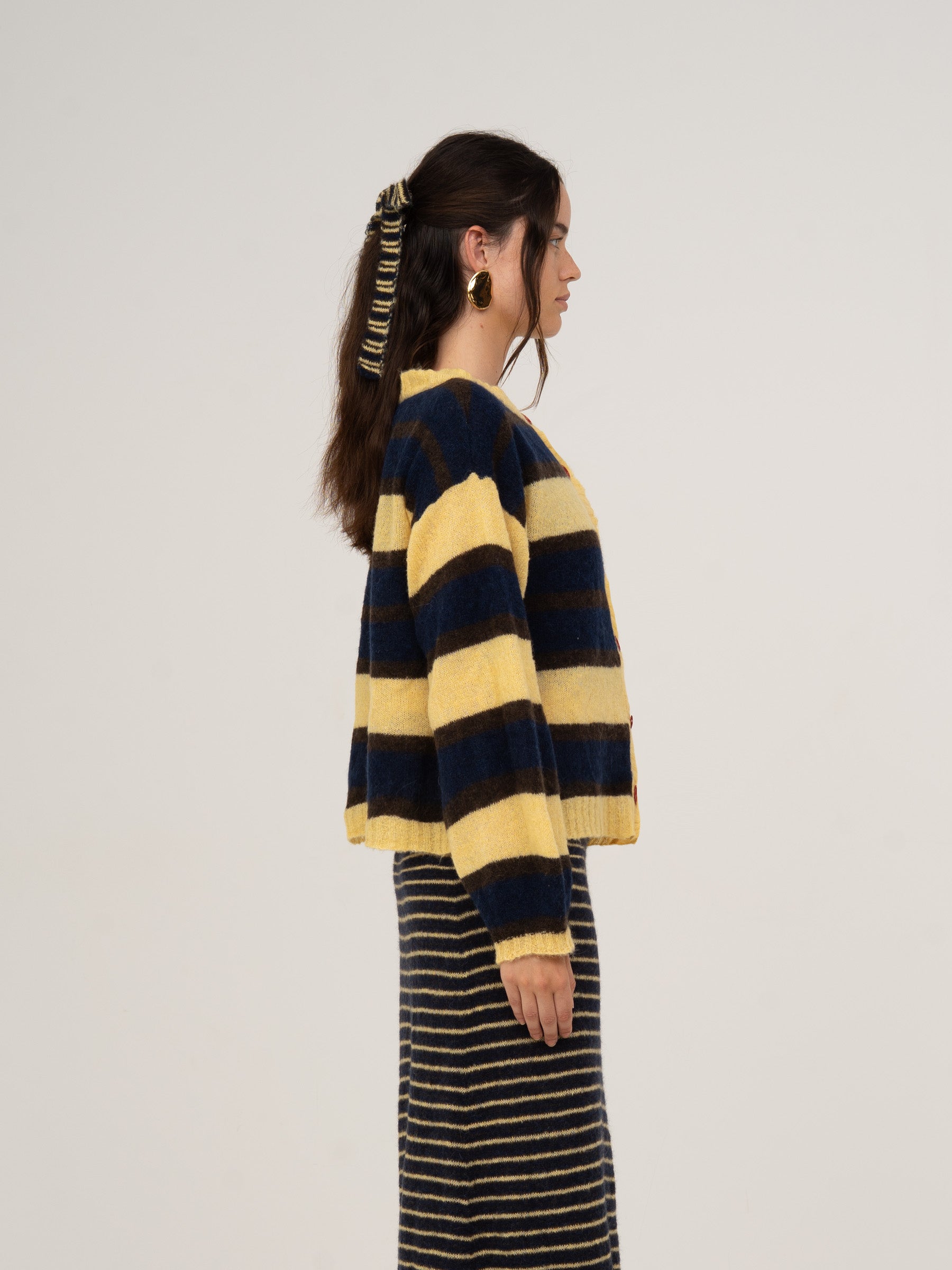 Fresh Charm Striped Knit Cardigan chaqueta