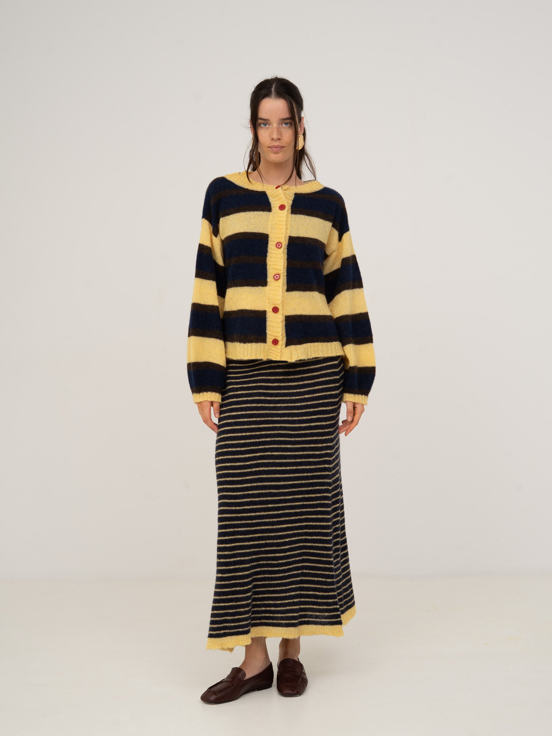 Fresh Charm Striped Knit Cardigan chaqueta