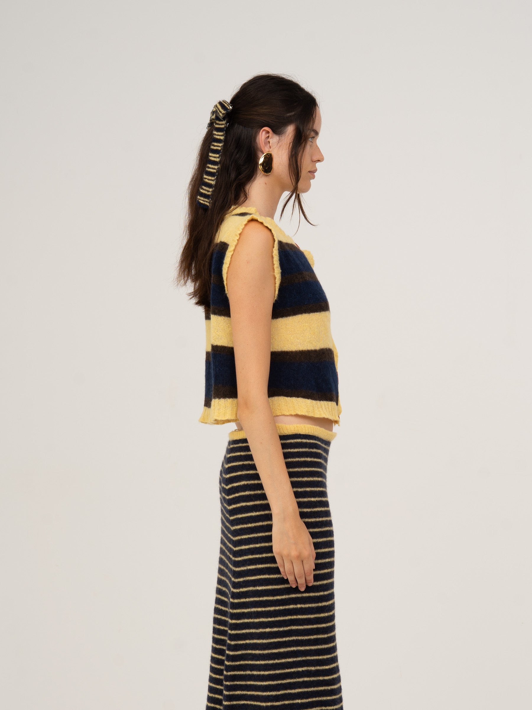 Fresh Charm Striped Knit Vest top