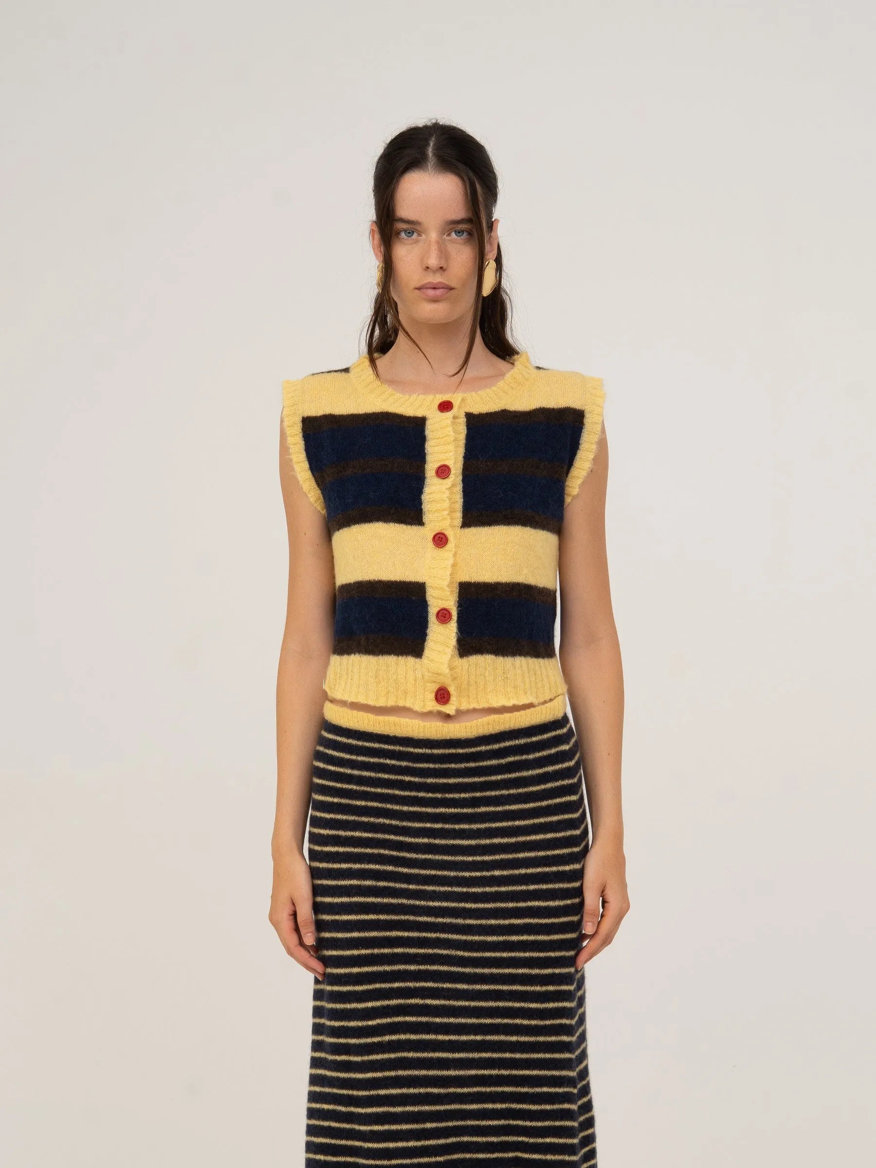 Fresh Charm Striped Knit Vest top