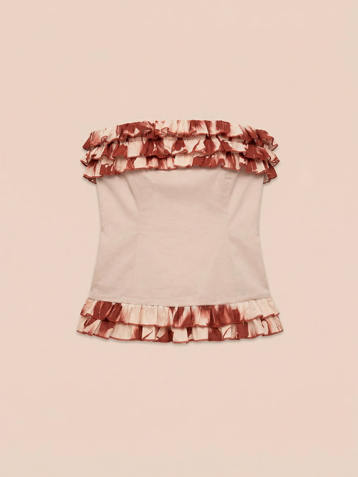 Red Noctis Flower Print Top