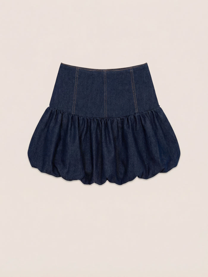Denim Fawn Balloon Mini Skirt 