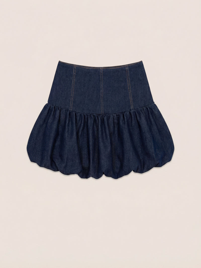Denim Fawn Balloon Mini Skirt