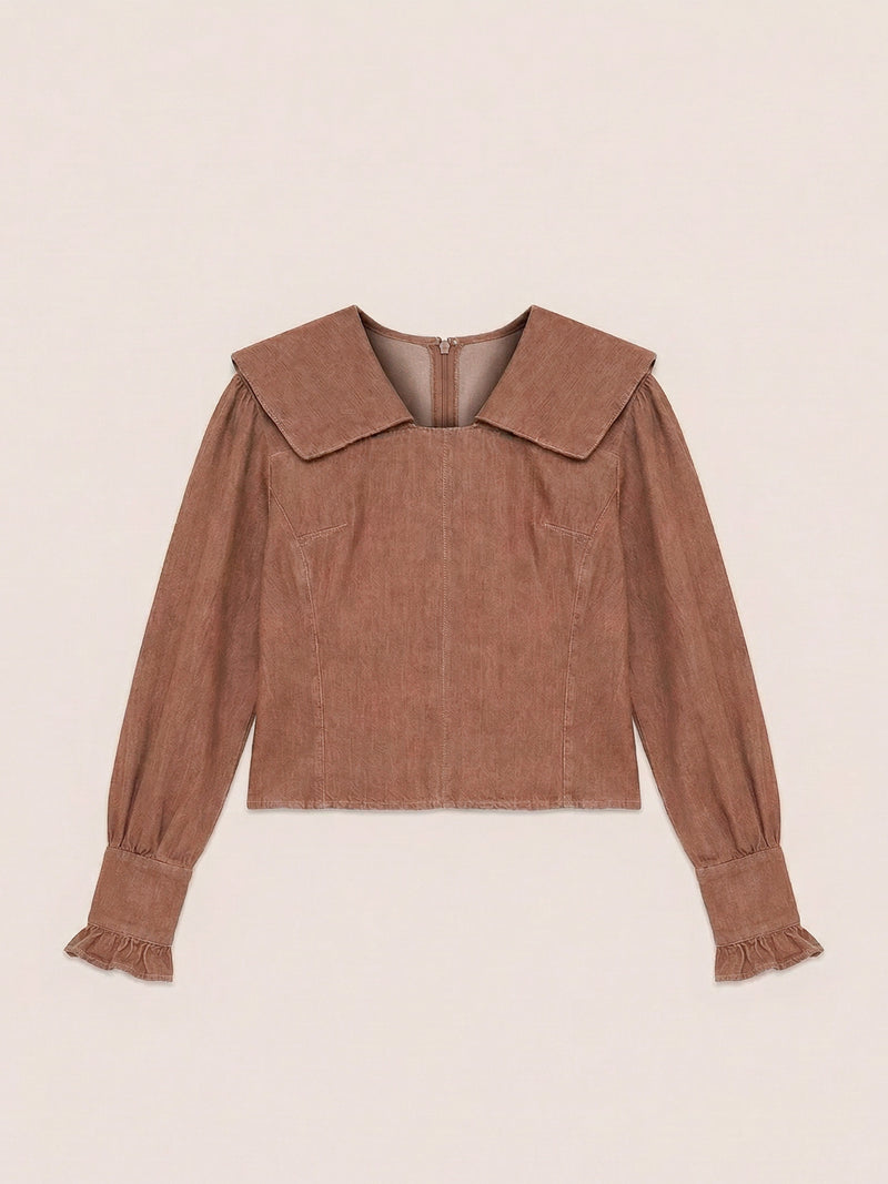 District Brown Denim Blouse