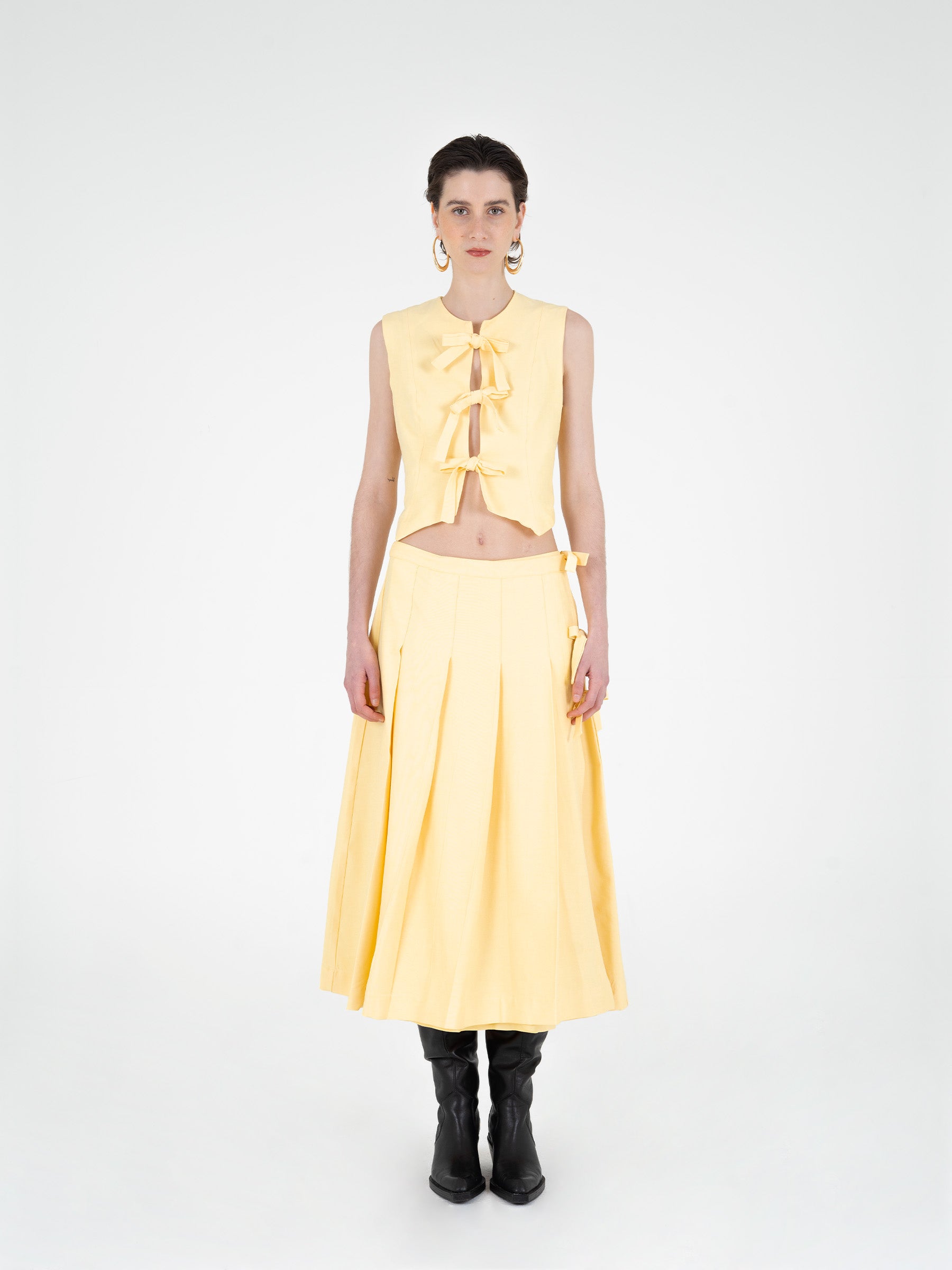 Harlem Yellow Pleated Skirt falda
