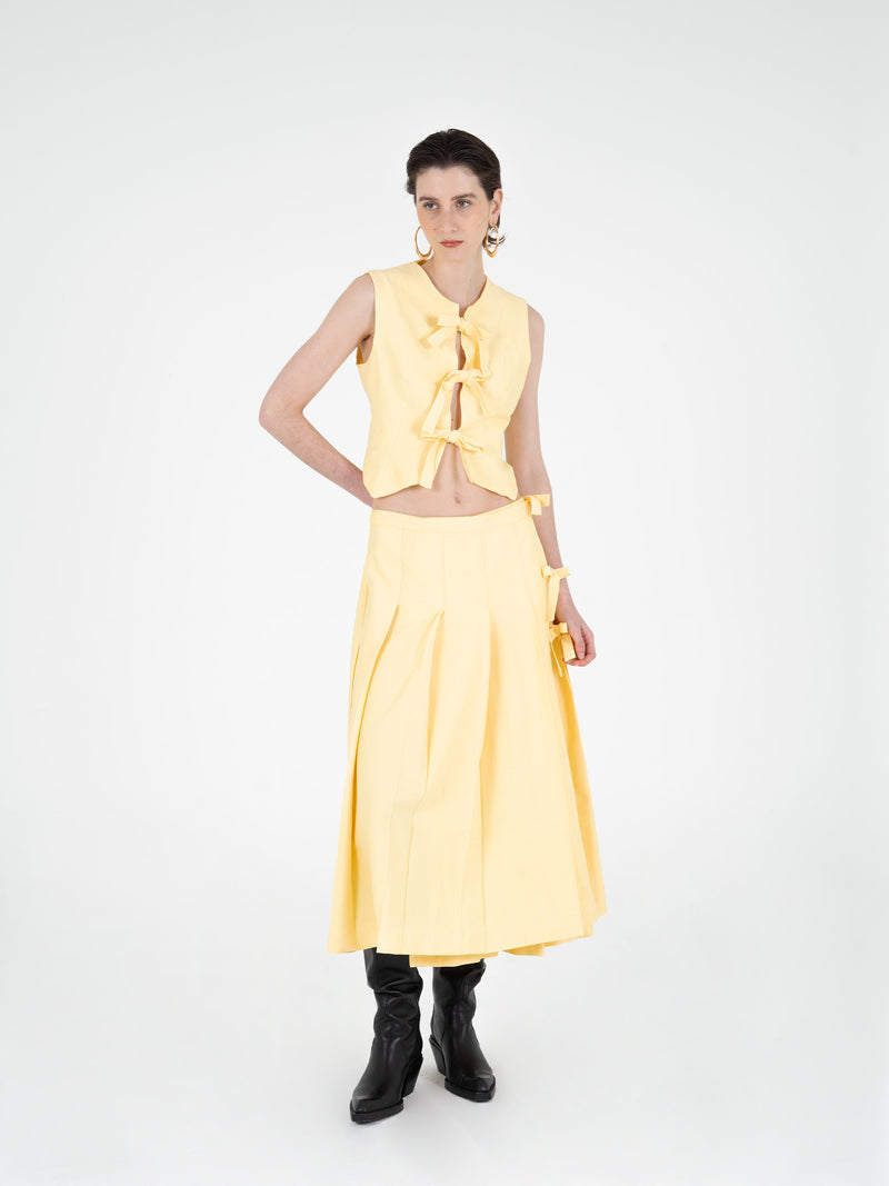 Harlem Yellow Pleated Skirt falda