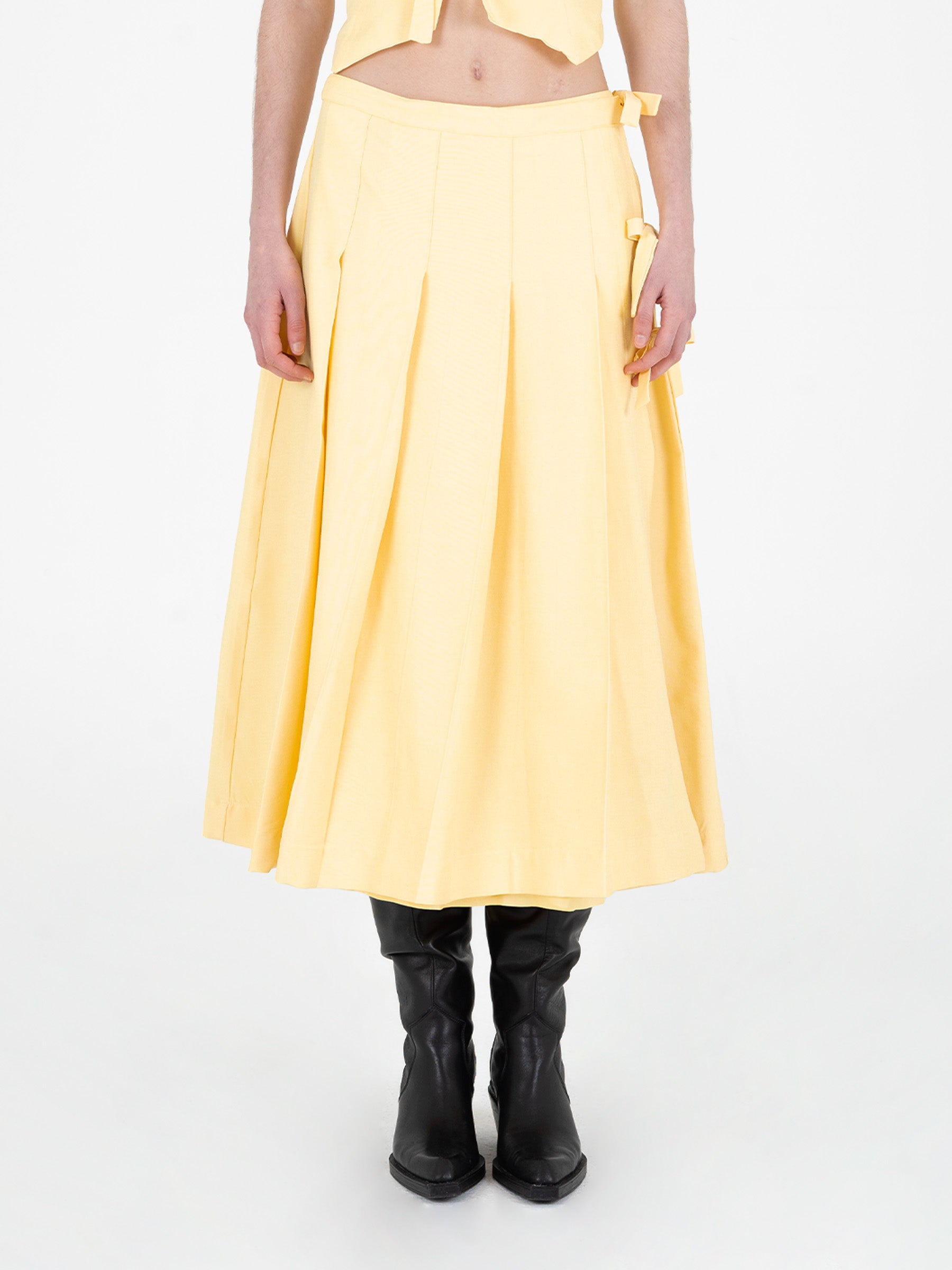 Harlem Yellow Pleated Skirt falda